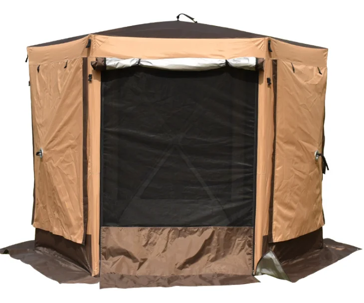 Factory Price Khaki 2m Height Glass 300D Oxford Cloth Tent For Camping And Hikinig