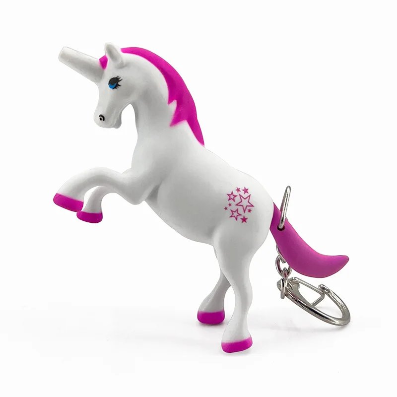 Cute Fantasy Unicorn Glowing Toy Keychain Hanging Creative LED Lights Sound/glowing Keychain Cartoon Animal Stress Relief Fidget