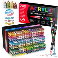 Marcadores de pintura acrílica de 240 colores. Juego de marcadores acrílicos con punta de pincel suave, bolígrafos de pintura para Madera Tela Lienzo Vidrio Lienzo Pintura Rupestre