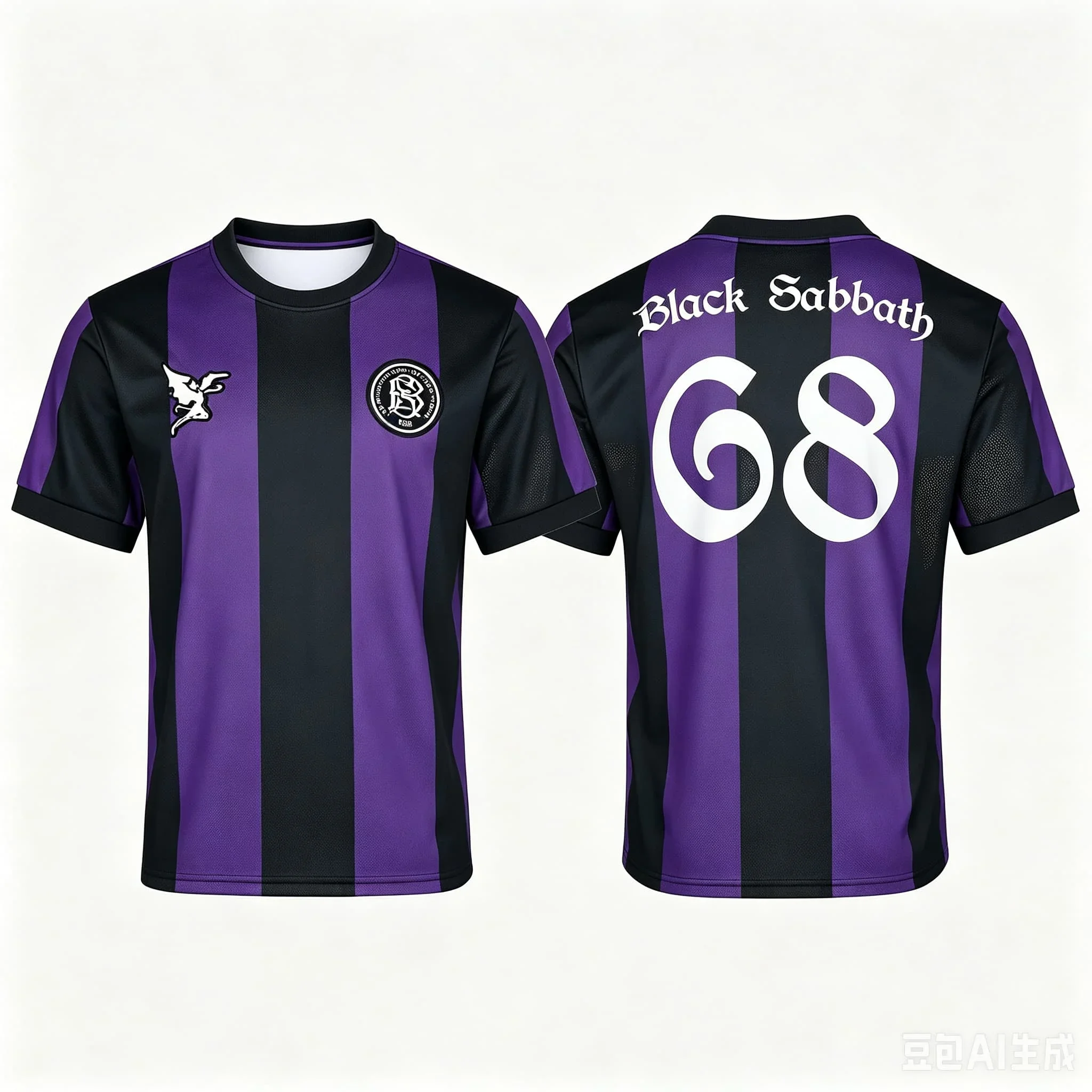 Neues Herren Fußballtrikot Black Sabbath 68 Band-Thema T-Shirt Kurzarm Metal Rock Fan Freizeit-Sportoberteil für Männer Familien-Partnerlook – Detail 3