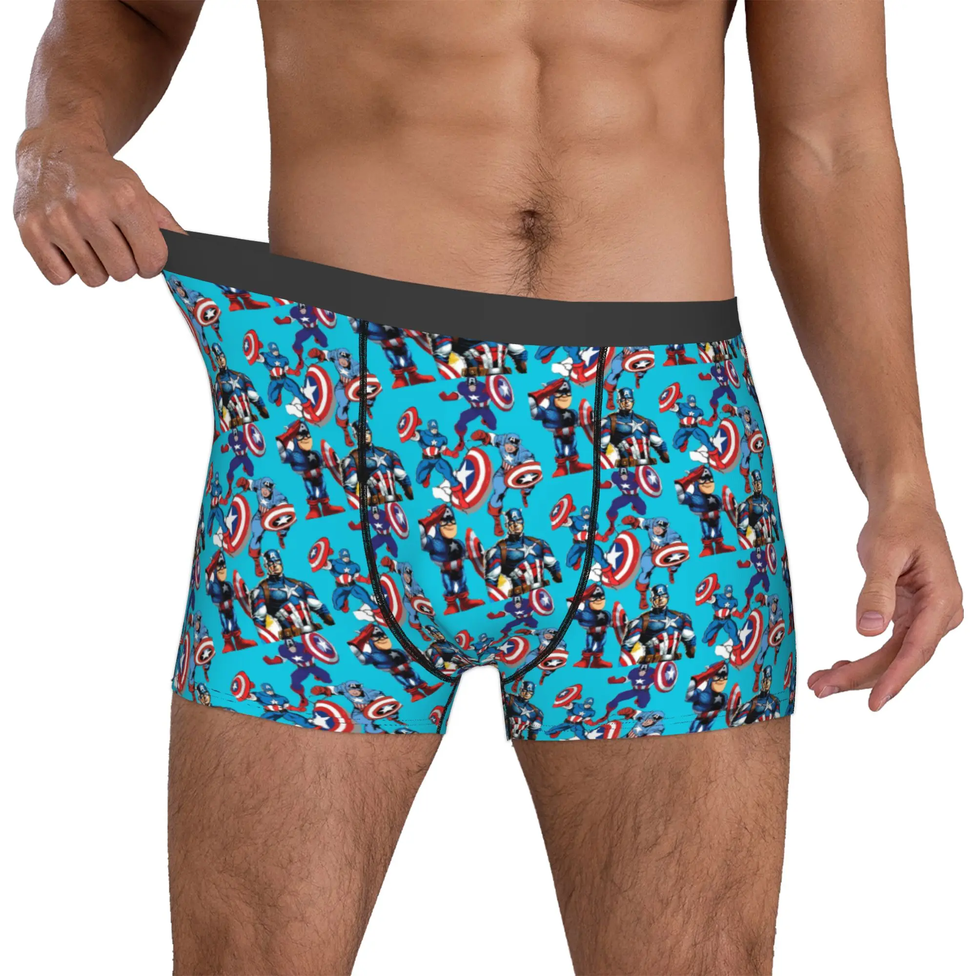 

Customized Captain Anime America Underwear Male Printed Boxer Briefs Shorts Panties Soft Underpants