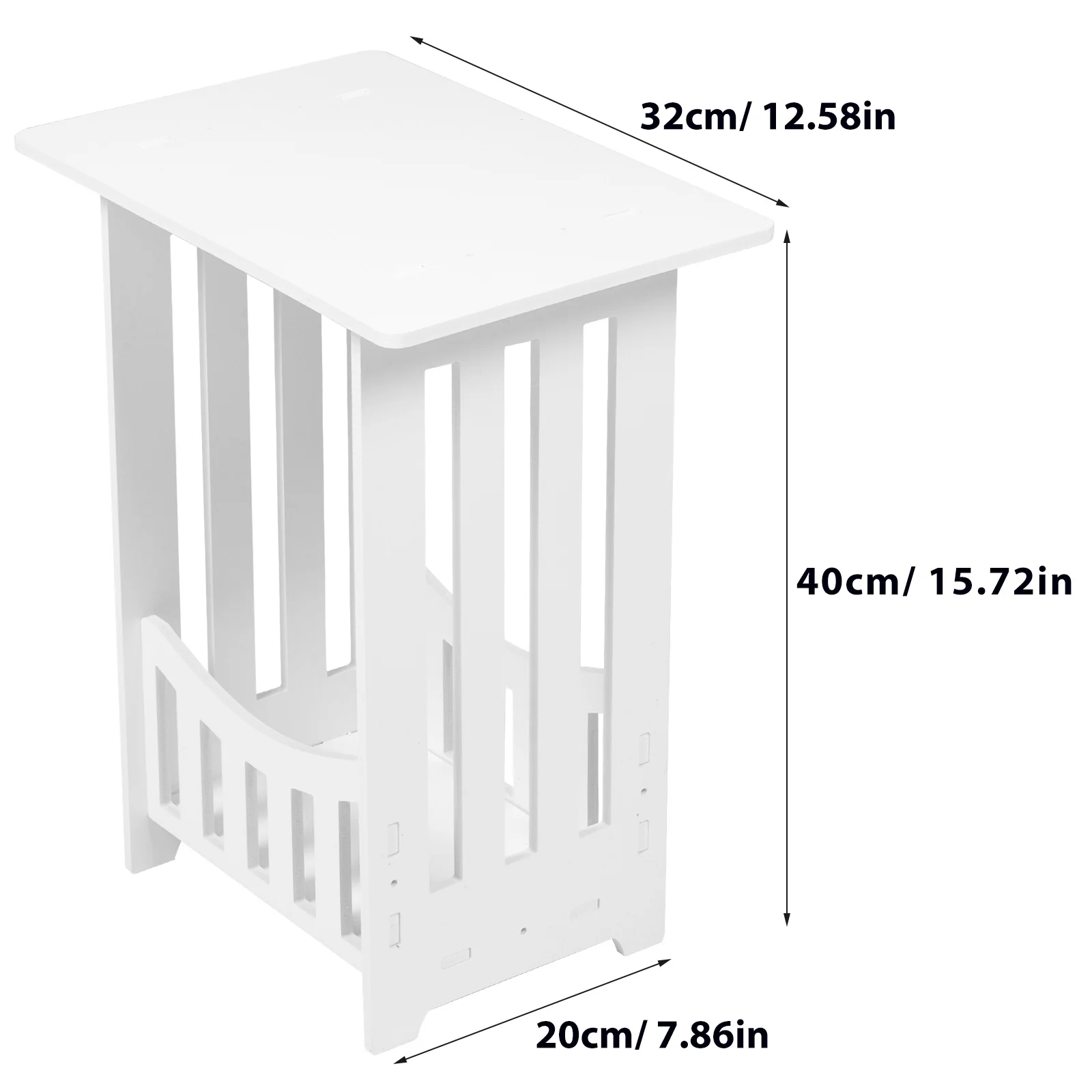 White End Table 2 Tier Boho Side Table Narrow Nightstand Storage Shelf Bedside Table Display Rack Small Spaces Bedroom Living