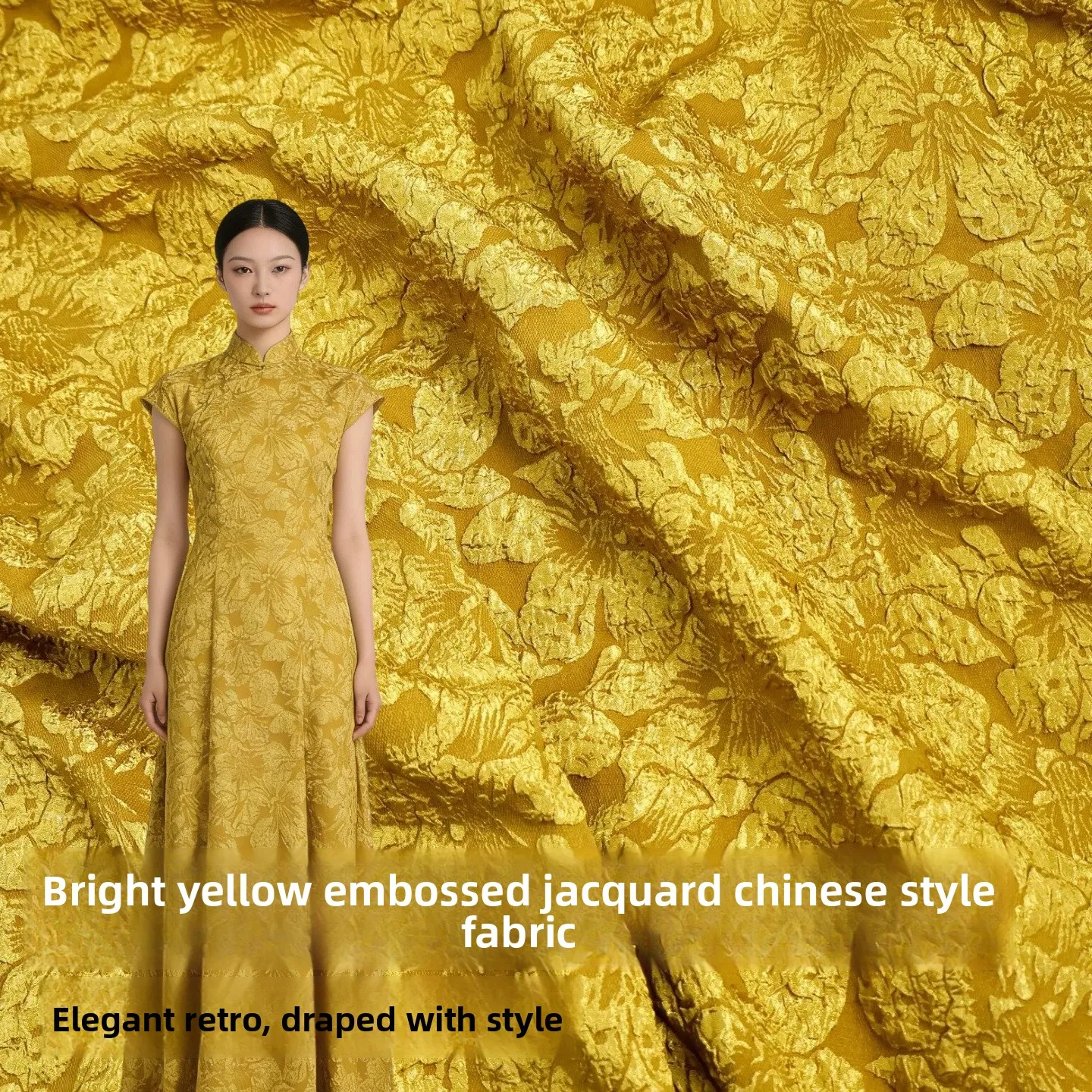 

Chinoiserie Sle Emed Print Fabric for Skirt Hanfu Clothing Semi-Metric Length Chinese Traditional Pattern