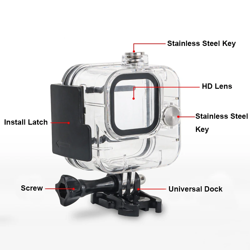 45m Waterproof Case for Gopro Hero 11 Mini Black Dive House Sports Camera Diving Protective Shell Filter for GoPro 11 10 9 Black