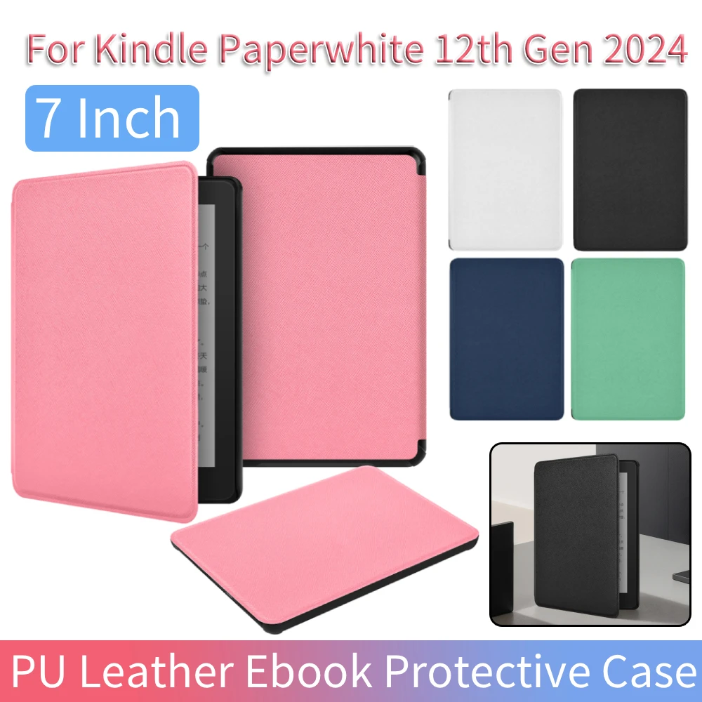 Schutzhülle mit Auto-Sleep/Wake-Funktion Smart Cover PU-Leder E-Book-Hülle für Kindle Paperwhite 12. Generation 2024 Ausgabe 7 Zoll