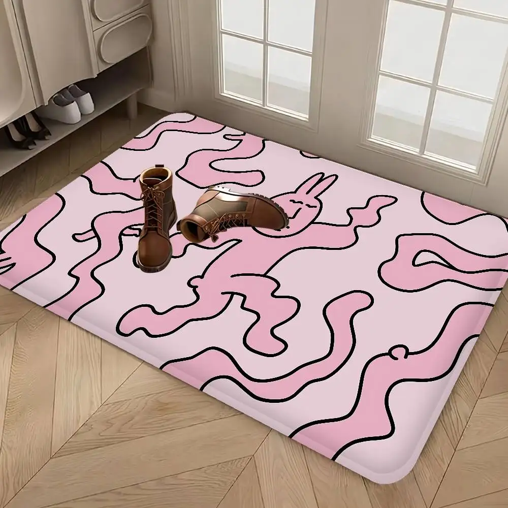 My F-Friend Pink Rabbit Funny Bathroom Mat INS Style Soft Bedroom Floor House Laundry Room Mat Anti-skid Welcome Doormat