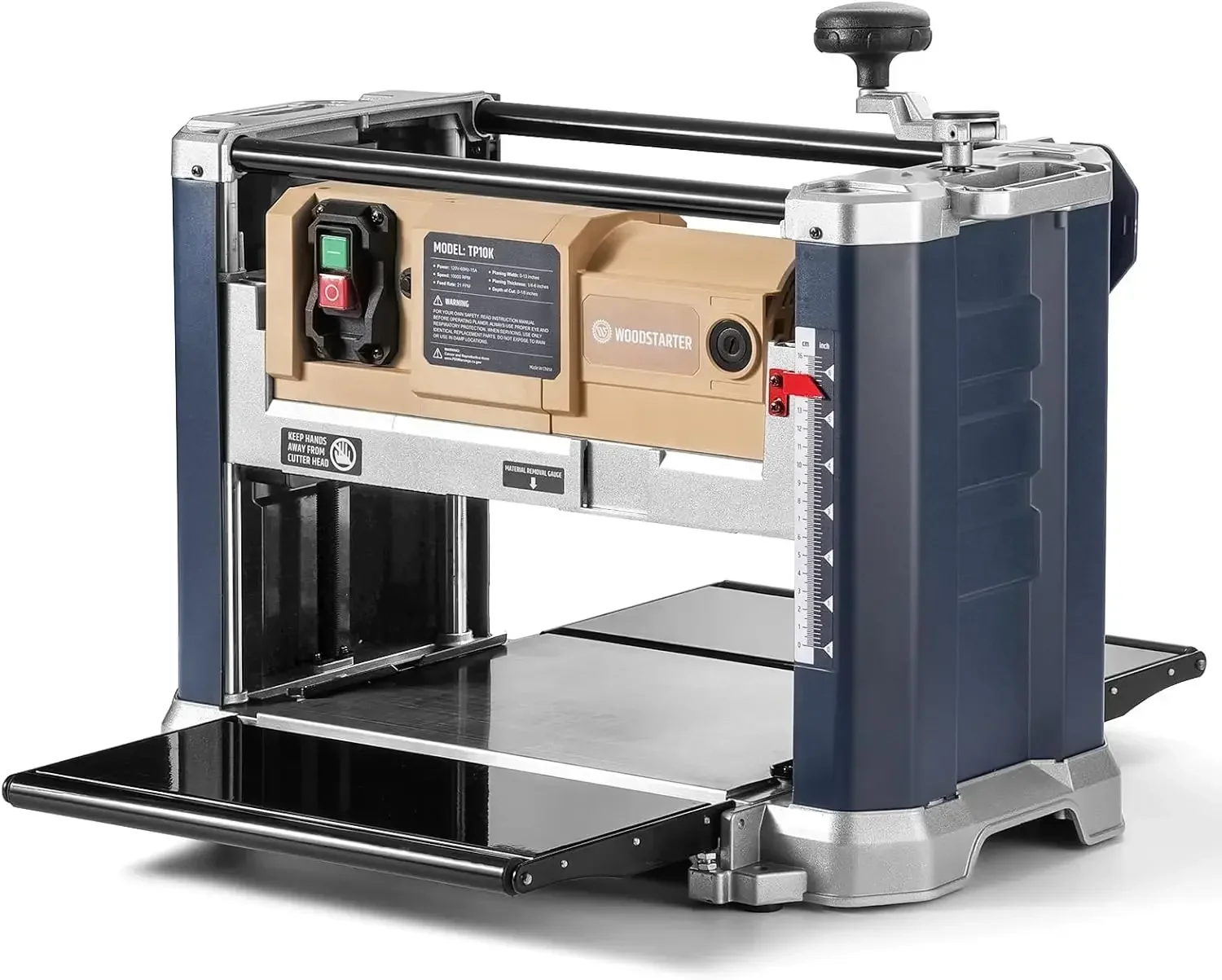 

13-дюймовый деревообрабатывающий станок, настольный строгальный станок 15 А, 10000 об/мин, 2 лезвия из быстрорежущей стали, скорость строгания 21 фут/мин, толщина резки 0,25–6,2 дюйма, многофункциональный.