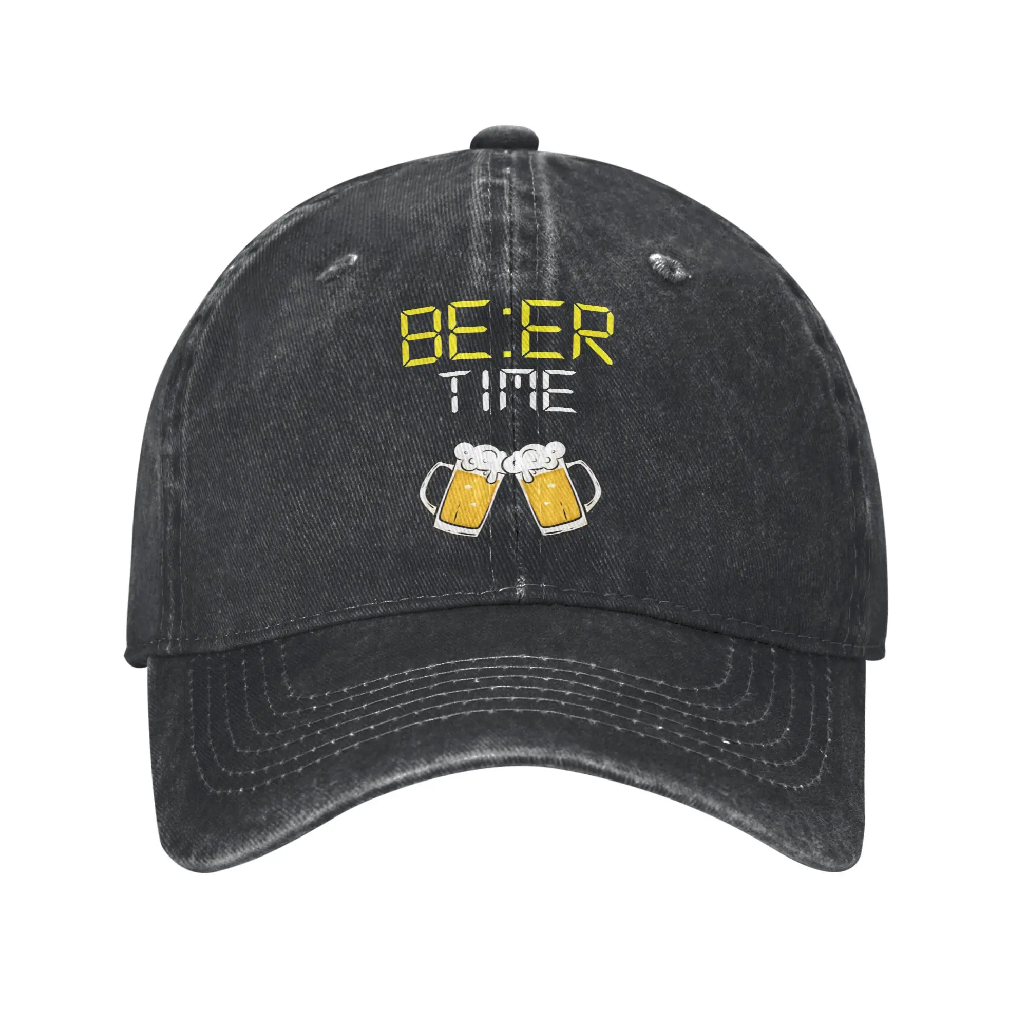 Retro Beer Time Cheers Baseball Caps Unisex Distressed Washed Headwear  Outdoor All Seasons Travel Unstructured Soft Caps Hat