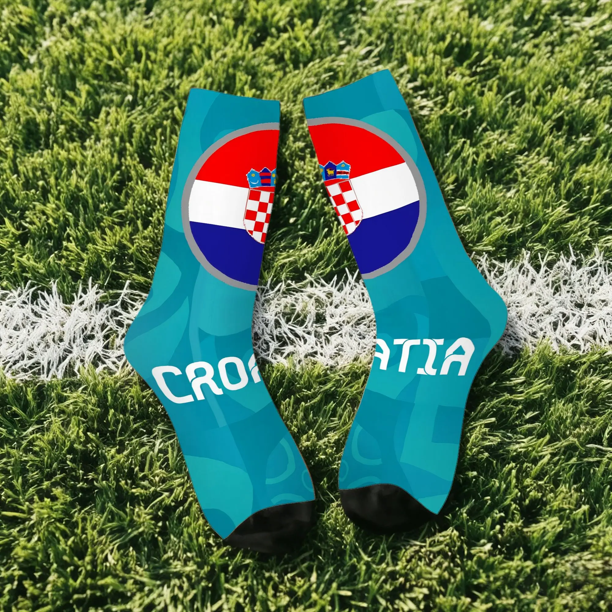 Happy Funny Croatia Retro Harajuku  Hip Hop Novelty Seamless Crew Sock Match Day Essentials