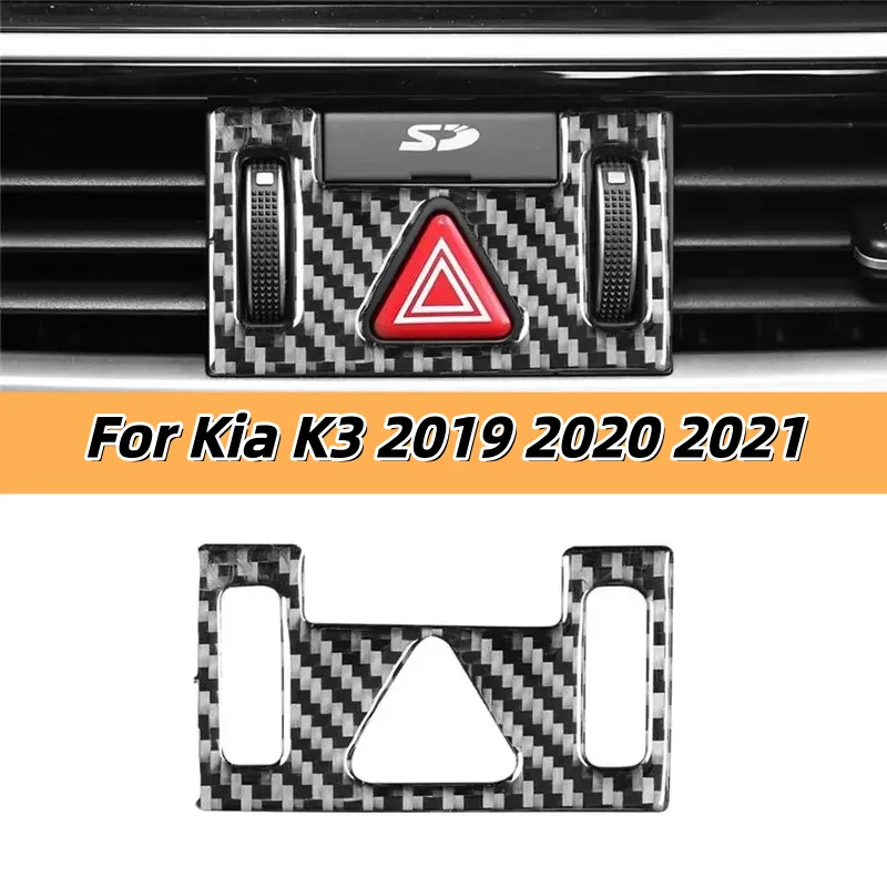 For Kia K3 2019 2020 2021 High Quality Car Mergency Light Button Frame Trim Sticker Decorative Carbon Fiber Accessories