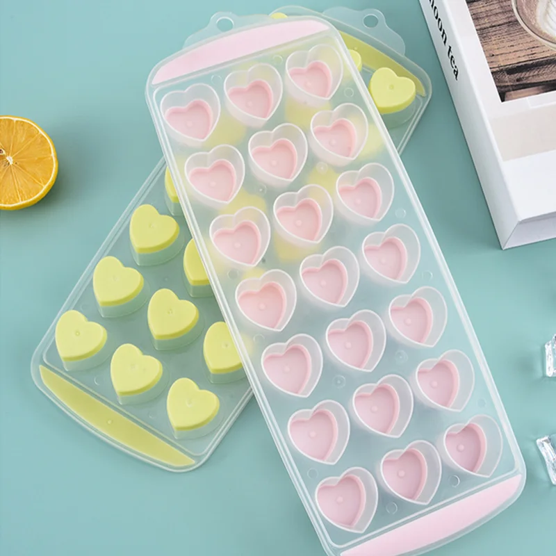 21 Holes Love Heart Shape Silicone Ice Cube Tray DIY Chocolate Fondant Mould 3D Pastry Jelly Cookies Decorative Mold Baking Tool