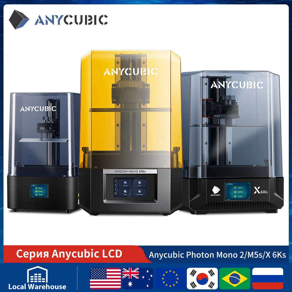 ANYCUBIC DLP SLA LCD Resin 3D Printer Photon Mono 2, X 6Ks, M5, M5s, M5s Pro, M3 Max, D2, Wash and Cure 3, 3 Plus, Max