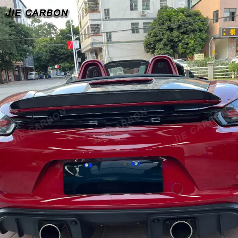 carbon fiber car trunk rear wing 718 rear wing spoiler diffuser car styling body kit for porsche 718 boxster cayman