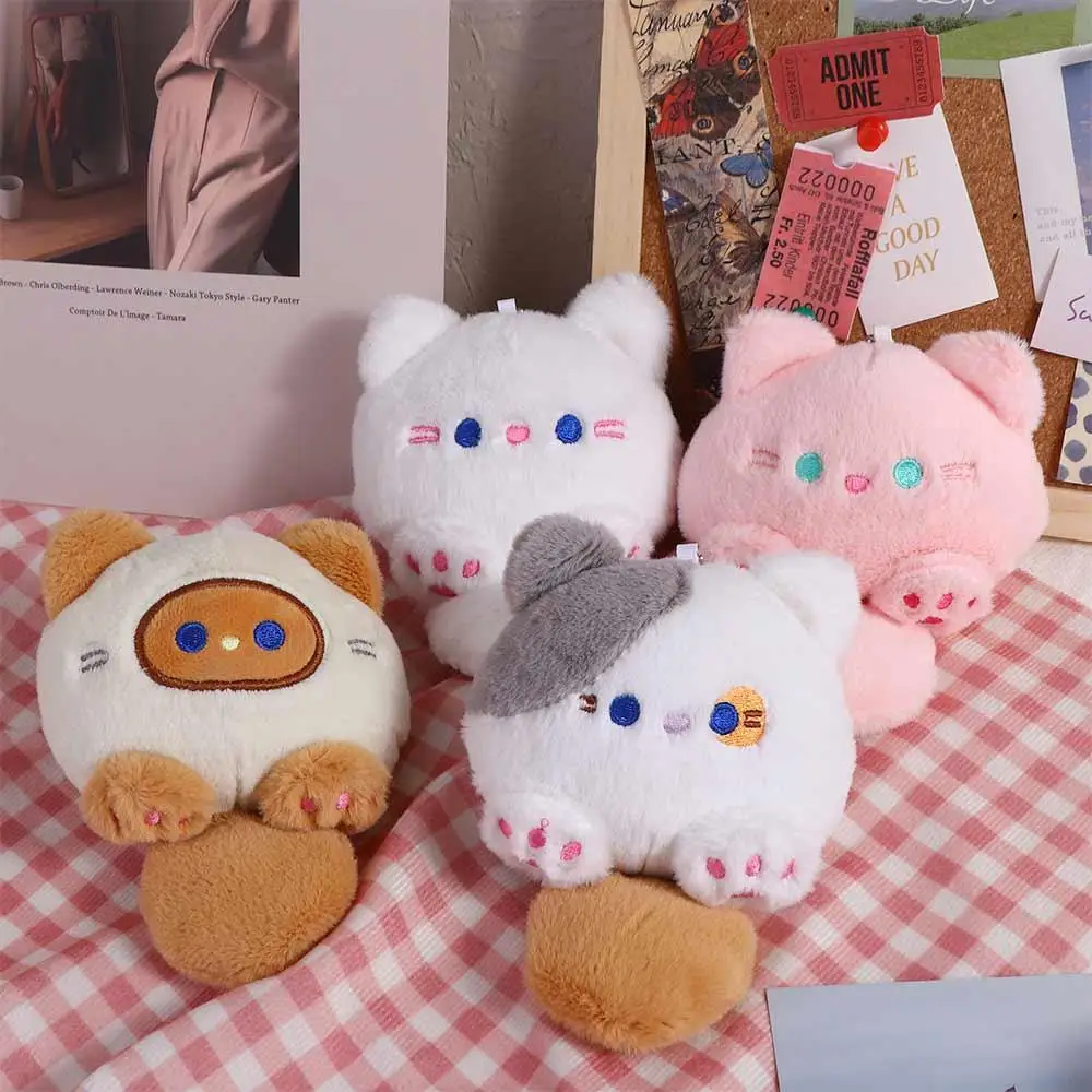 Portachiavi in peluche per gatti in cotone PP che cigola il cigolio Portachiavi in peluche per gatti Portachiavi per auto Simpatico ciondolo per bambola di gatto in peluche