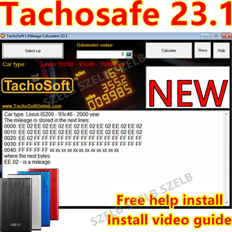 Newest TachoSoft Mileage Calculator 23.1 With License Digital Odometer Calculators TachoSoft 23.1 Software + Unlimited Install