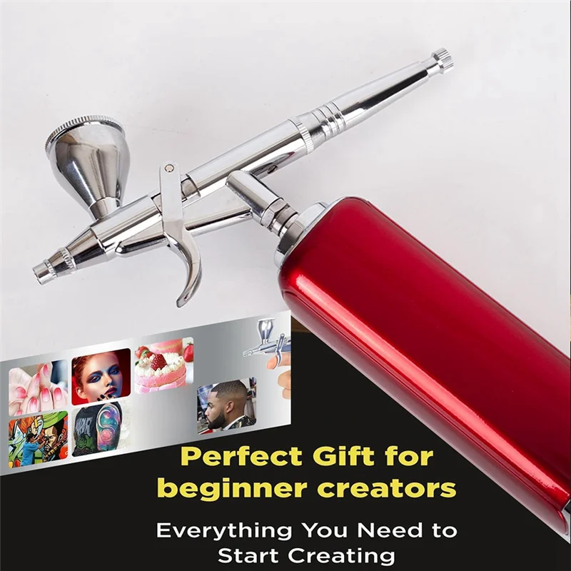 Zestaw aerografu AT29 - Bezprzewodowy zestaw aerografu z kompresorem, narzędzie do malowania miniaturowych modeli z wysoką przepływem powietrza do dekoracji ciast, zielony