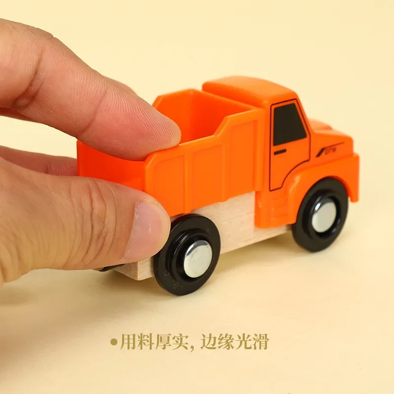 Magnetic Wood Truck Car Train Rail Model Toy Engineering Truck Bus