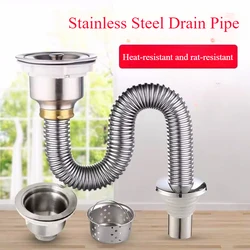 Kitchen Sink Drain Pipe Anti Rat Bite Stainless Steel Sink Strainer Deodorant Wash Basin Sewer Drainer Bathroom Accessories