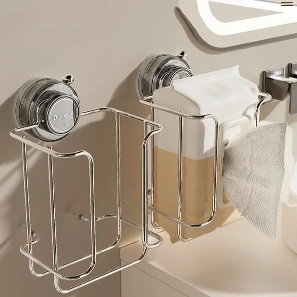 

Suction Cup Toilet Tissue Holder Punch-Free Wall Mounted Wet Wipes Box Large Capacity Stainless Steel Paper Storage Box