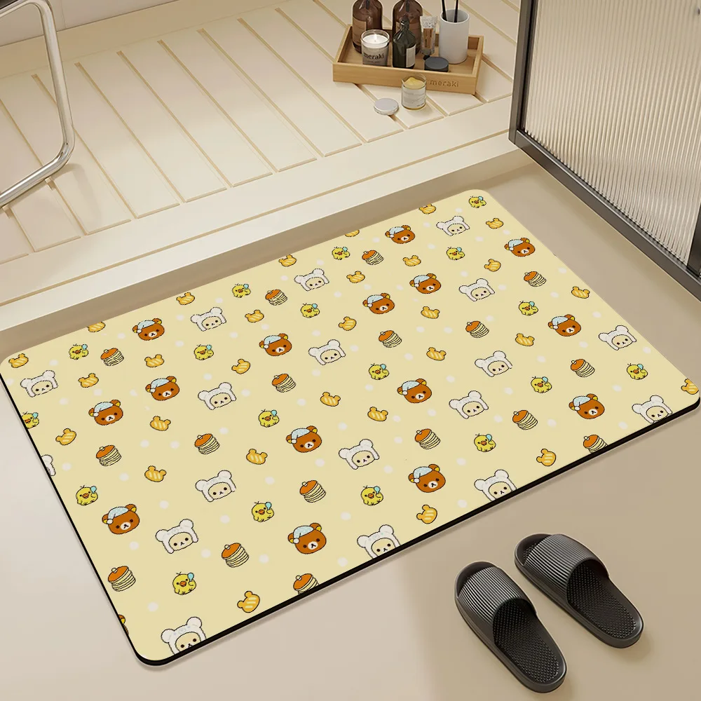 

Коврик для пола с милым медведем из диатомовой грязи, коврик для ванной комнаты, туалета, двери, водопоглощающий нескользящий коврик для ног, коврик для входной двери
