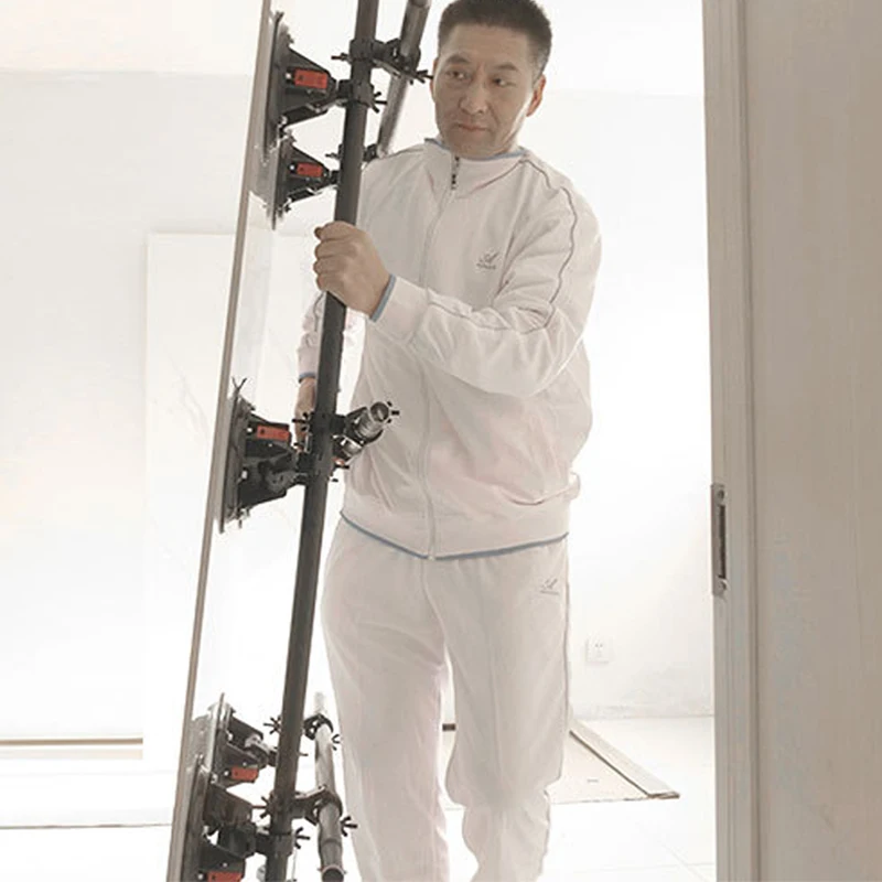 Tile Carry System with 8 inch Vacuum Suction Cups Cross Bar and Universal Wheel Ceramic Tile Handling Lifter Tools