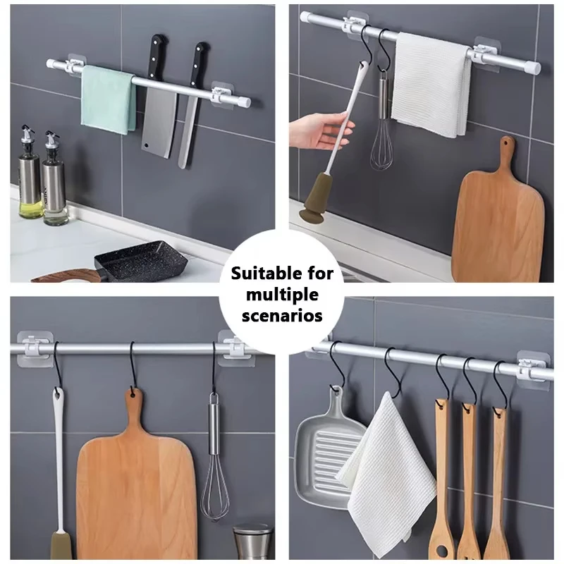 4/6/24PCS Adjustable Curtain Rod Clip Self Adhesive Clamp Hook Curtain Holder Wall Bracket Holder Nail-Free Wall Hanging Clip image 4