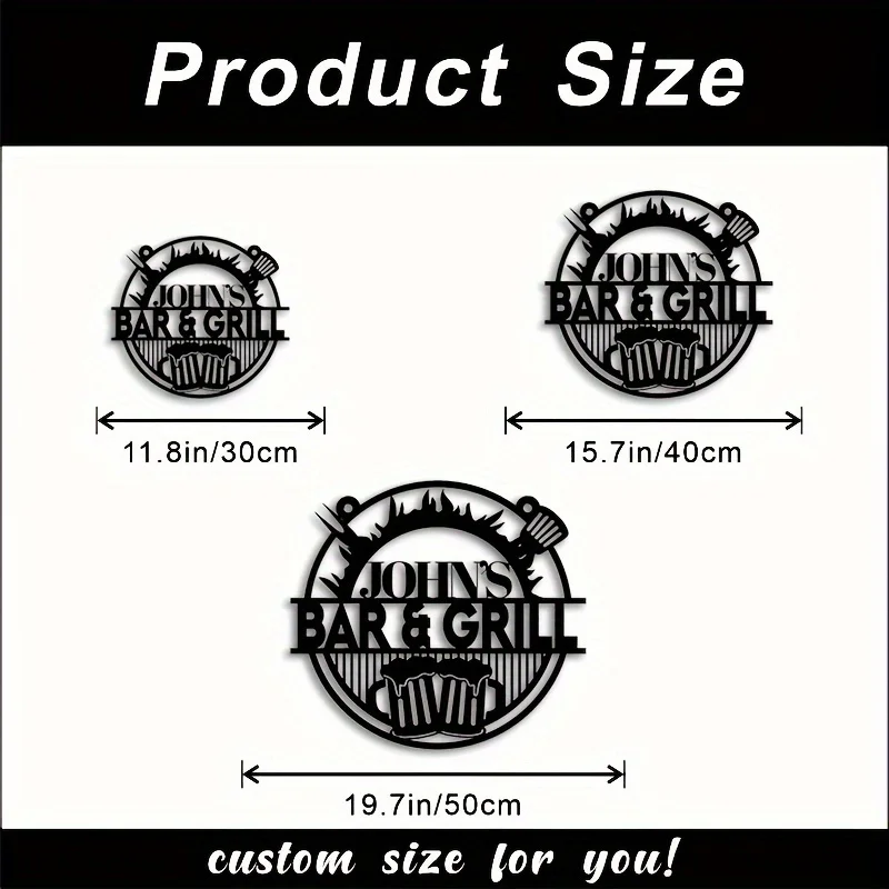 Customizable Wrought Iron Signs - Personalized Text, Outdoor Barbecue Restaurant Decor, Durable Wall-Mounted Barbecue Signs, Res - view 3