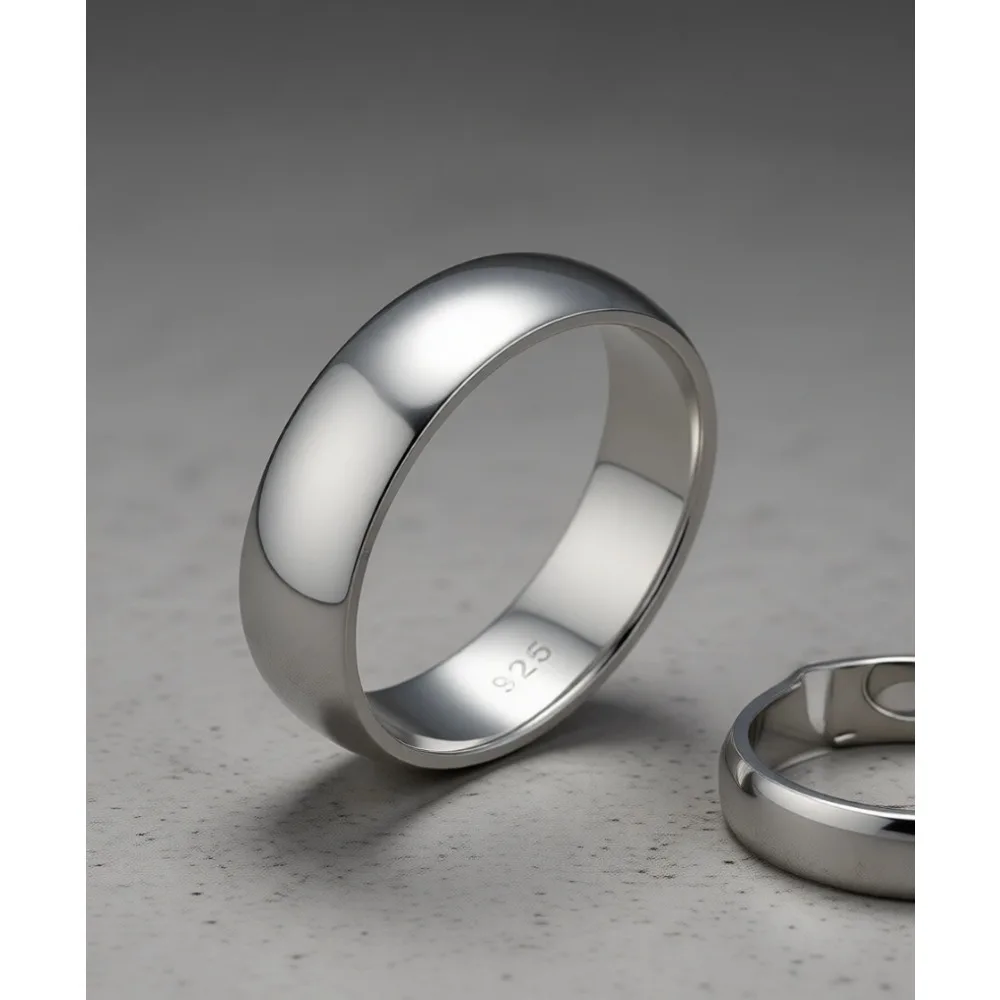 

Обручальное кольцо из стерлингового серебра 925 пробы, 2 мм, 4 мм, 6 мм, с высокой полировкой, гладкое, куполообразное, комфортная посадка, размеры 3-13