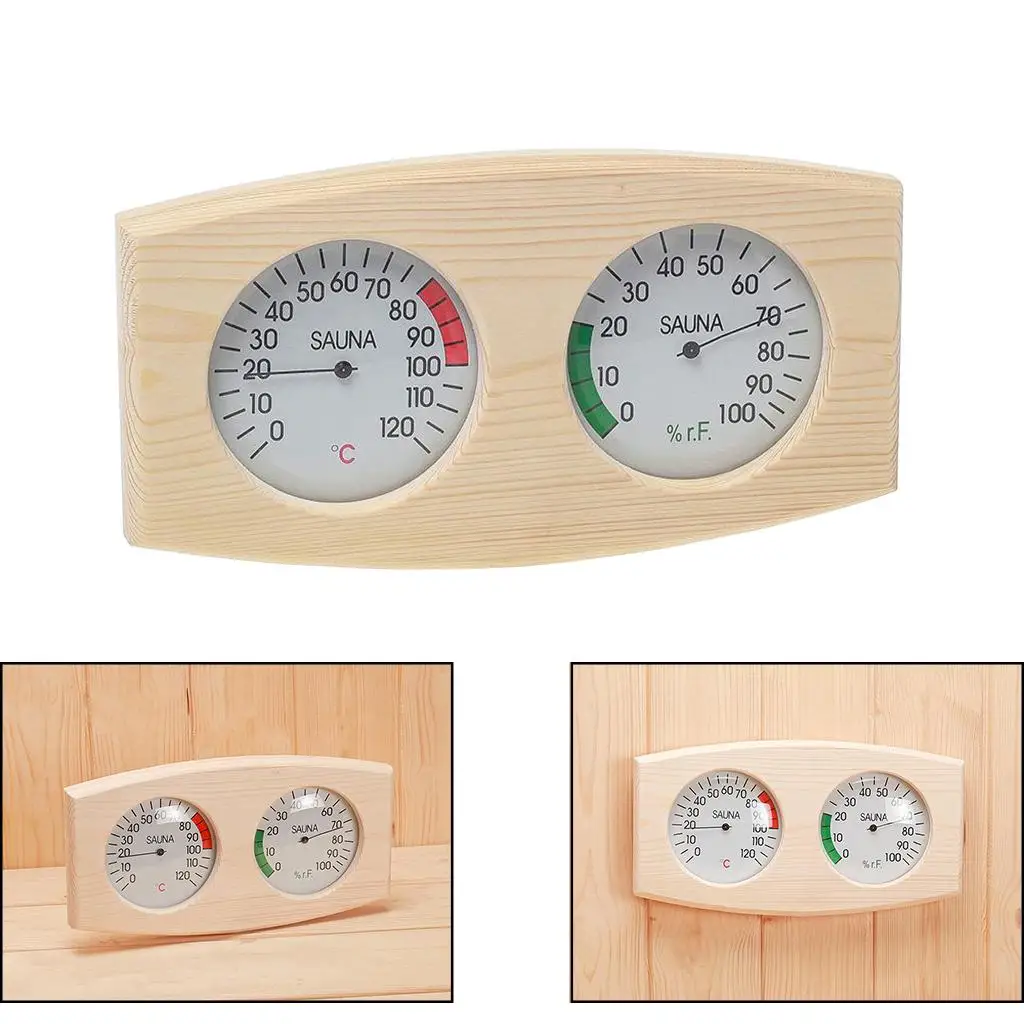 Wood Grain Sauna Thermometer Hygrometer Sauna Room Household Accessories