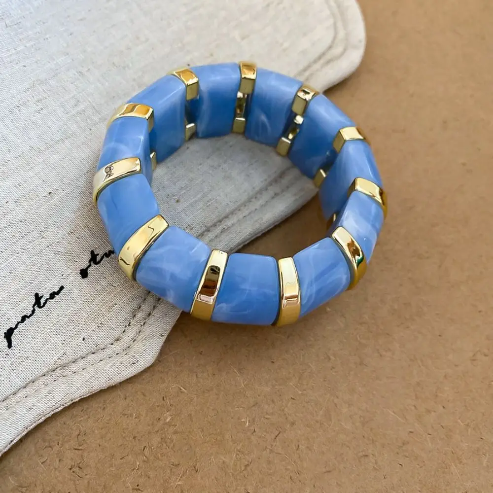 Creative Europe American Style Elastic Bracelet Resin Retro Acrylic Bangle Hand Jewelry Wide Exaggerated Bracelet Girls