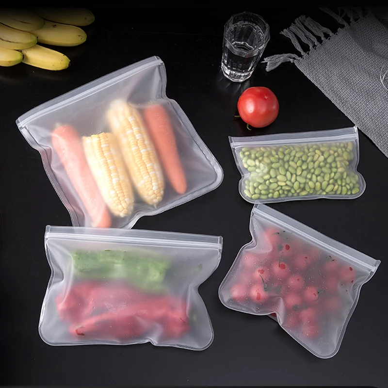 Silicone Food Storage Bag Reusable Stand Up Zip Shut Bag Leakproof Containers Fresh Bag Food Storage Bag Fresh Wrap Ziplock Bag