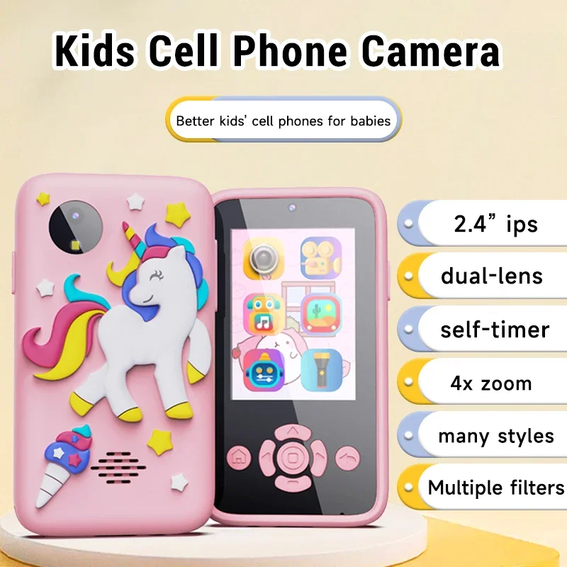 Mini fotocamera portatile stile telefono cartone animato per bambini HD giocattoli selfie all'aperto fotocamera per interazione genitore-figlio giocattoli regalo di compleanno per bambini