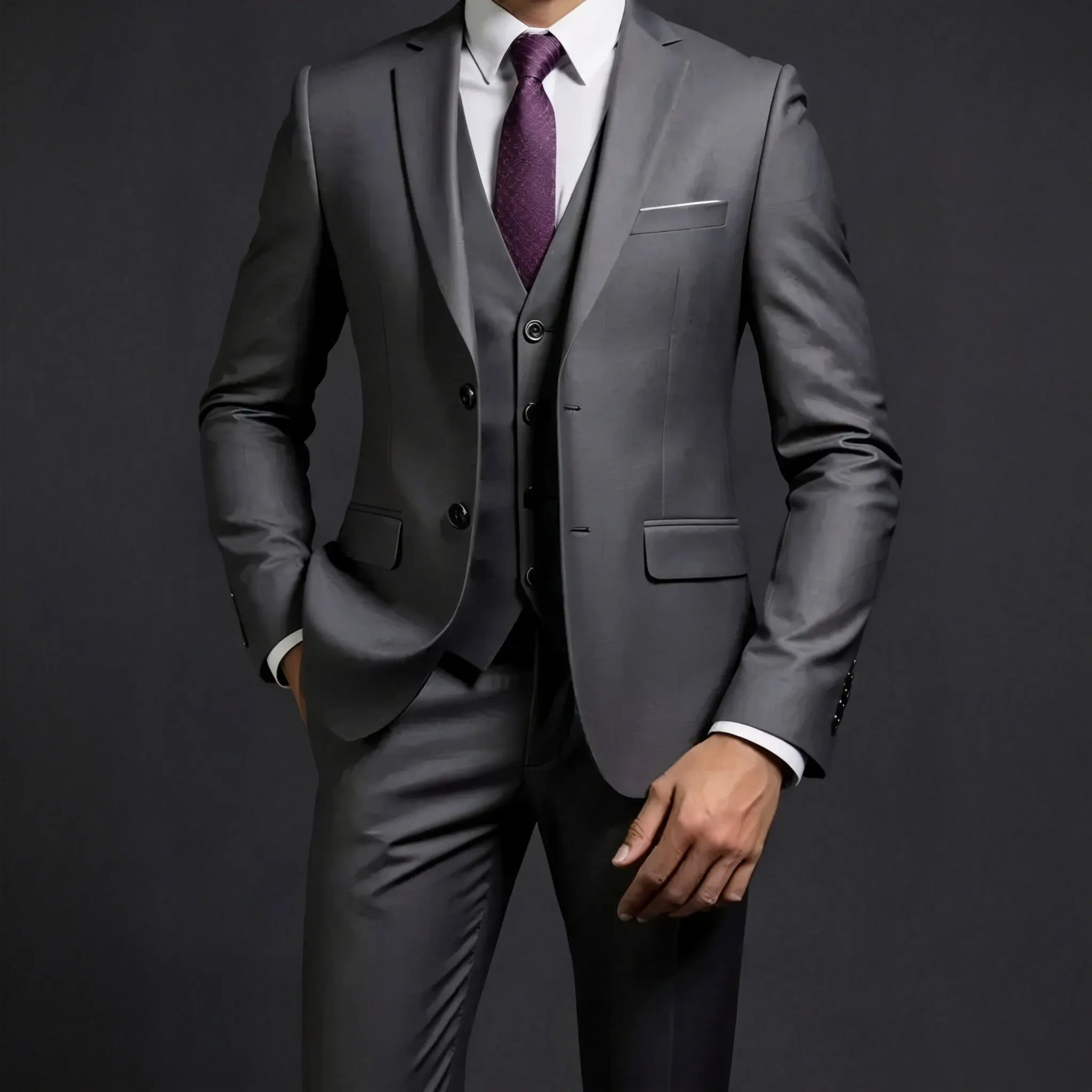 Men's Solid Color 3 PCS Business Suit Set High Quality Blazer Jacket Vest Trousers Wedding Banquet Groom Best Man Formal Outfit