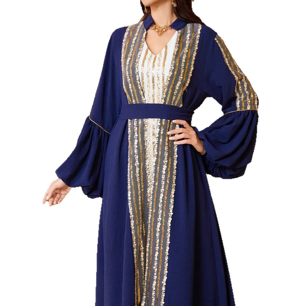 

Ближний Восток Кувейт, вышитый бисером халат, мусульманская мода, женское платье из двух частей с объемными рукавами