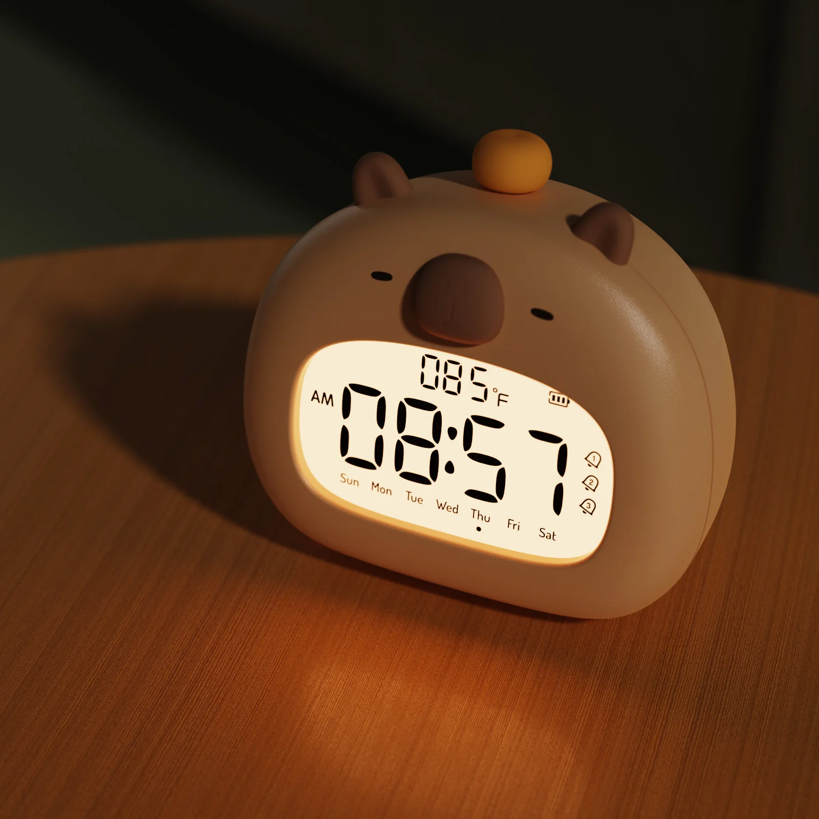 Capybara Alarm Clock Kids Sleep Trainier Wake Up Alarm Clocks Nursery Timer Rechargeable Dimming Night Lights Bedroom Decoration