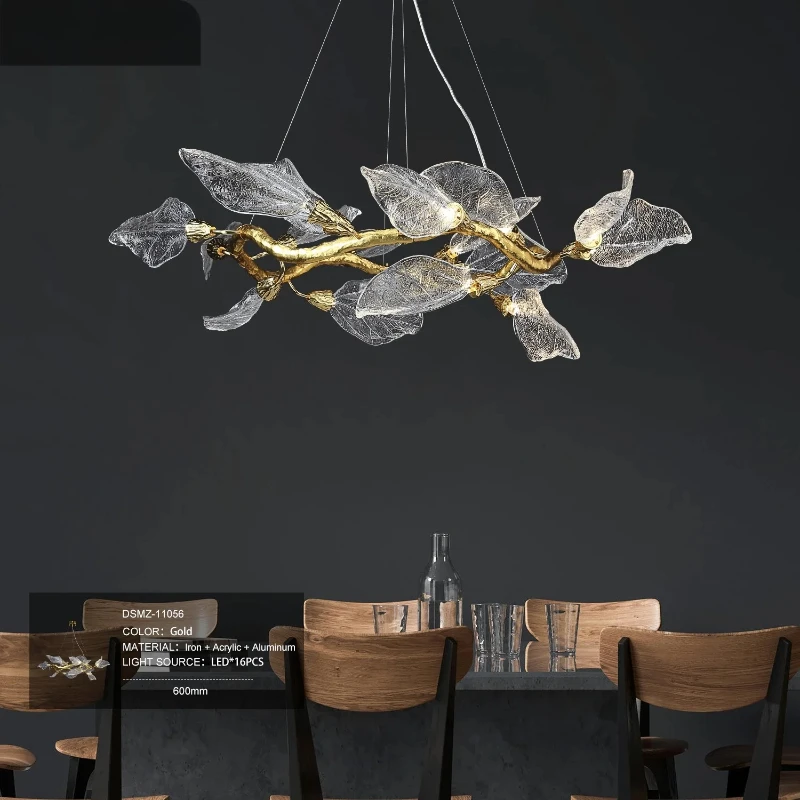 

Modern Home Decor Resin Leaf Pendant Used for Dining and Living Rooms Furniture Glass Dimmable Indoor Lightings Light Fixture
