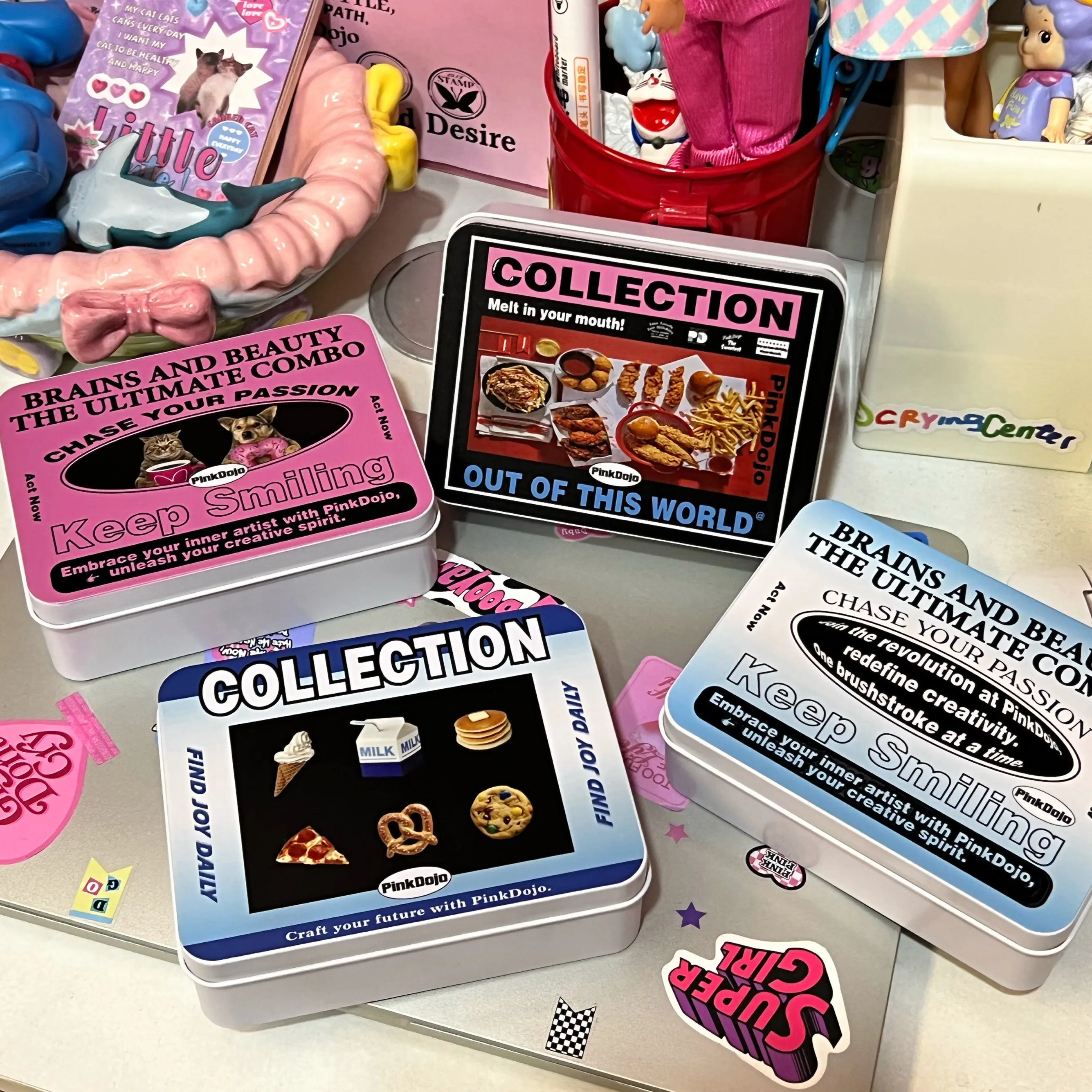 Vintage Metal Storage Box Retro Photo Card Organizer Case Cartoon Animal Iron Container For Kpop Photocard Sticker Collectible