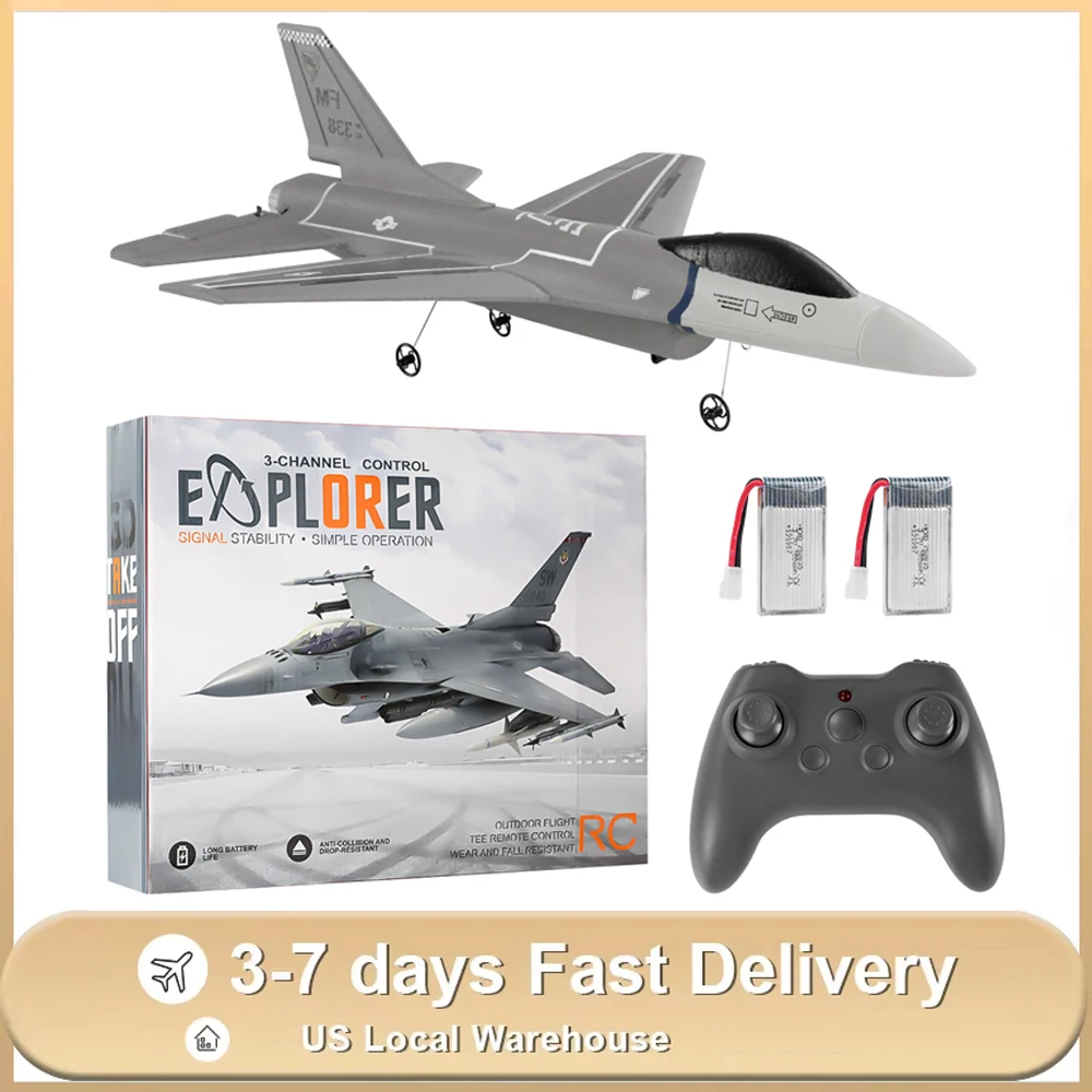 F16 RC Fighter Airplane 3CH 2.4G Remote Control Plane with Axis Gyroscope Flight Aircraft Model Toys with 2 Batteries FX8823