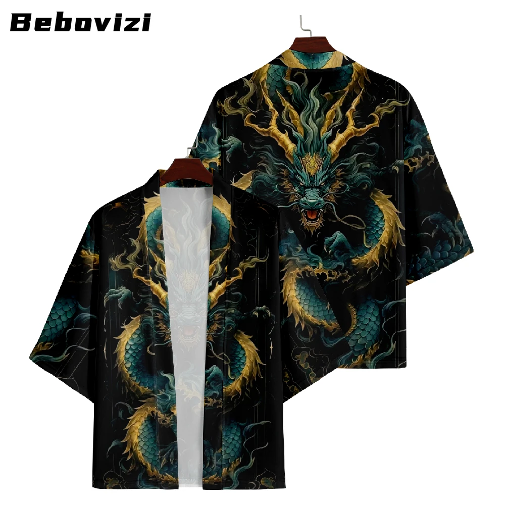 

Women Cardigan Haori Summer Beach Yukata Asian Clothing Men Japanese Anime Dragon Print Samurai Kimono