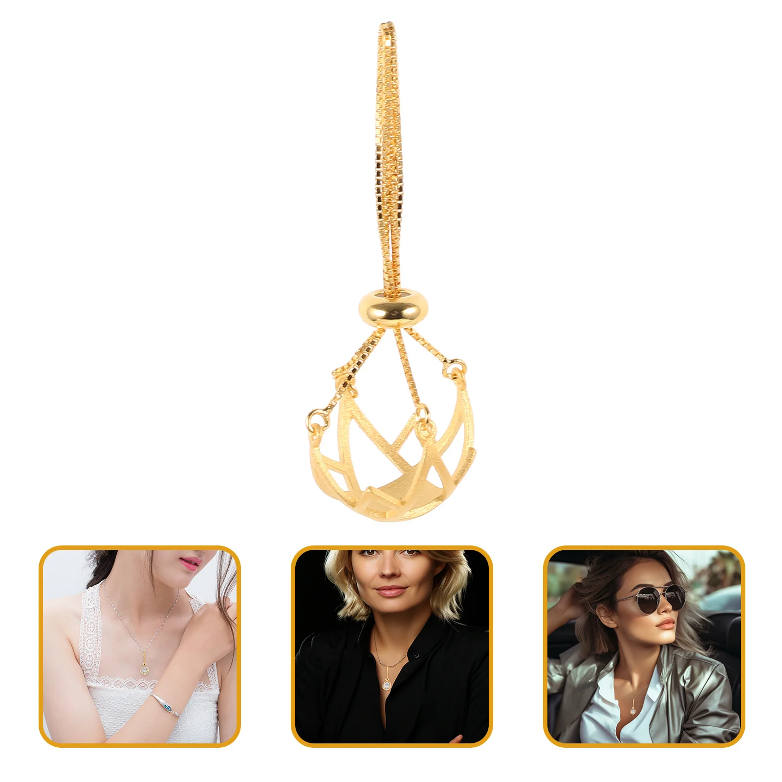 حامل قلادة قفص حجري مجوف لقلادة مجوهرات كريستال لتقوم بها بنفسك حرفية معلقة حلية تخزين المعلقات المعدنية الفارغة