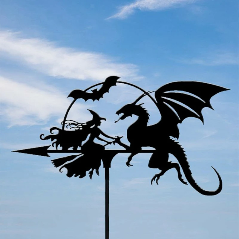 Retro Weather Vane Farm Weather Vane Wind Direction Indicator Witch&Dragon