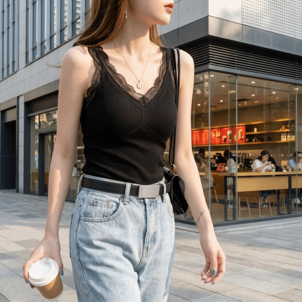 Elasticity Lace Thermal Underwear Sleeveless Thicken Warm Heating Cami Top Seamless Base Layer Vest Inner Wear