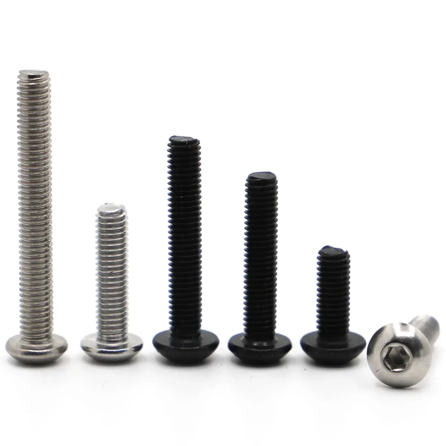 5-50PCS ISO7380 304 Stainless Steel M2 M2.5 M3 M4 M5 M6 M8 Black Grade 10.9 Steel Hex Socket Button Head Screws Allen Bolt Screw