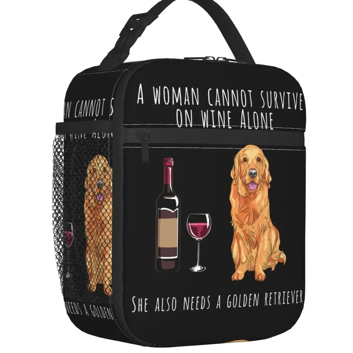 Belgian Malinois And Wine Funny Dog Thermal Insulated Lunch Bags Pet Puppy Lover Lunch Container Camping Travel Storage Food Box