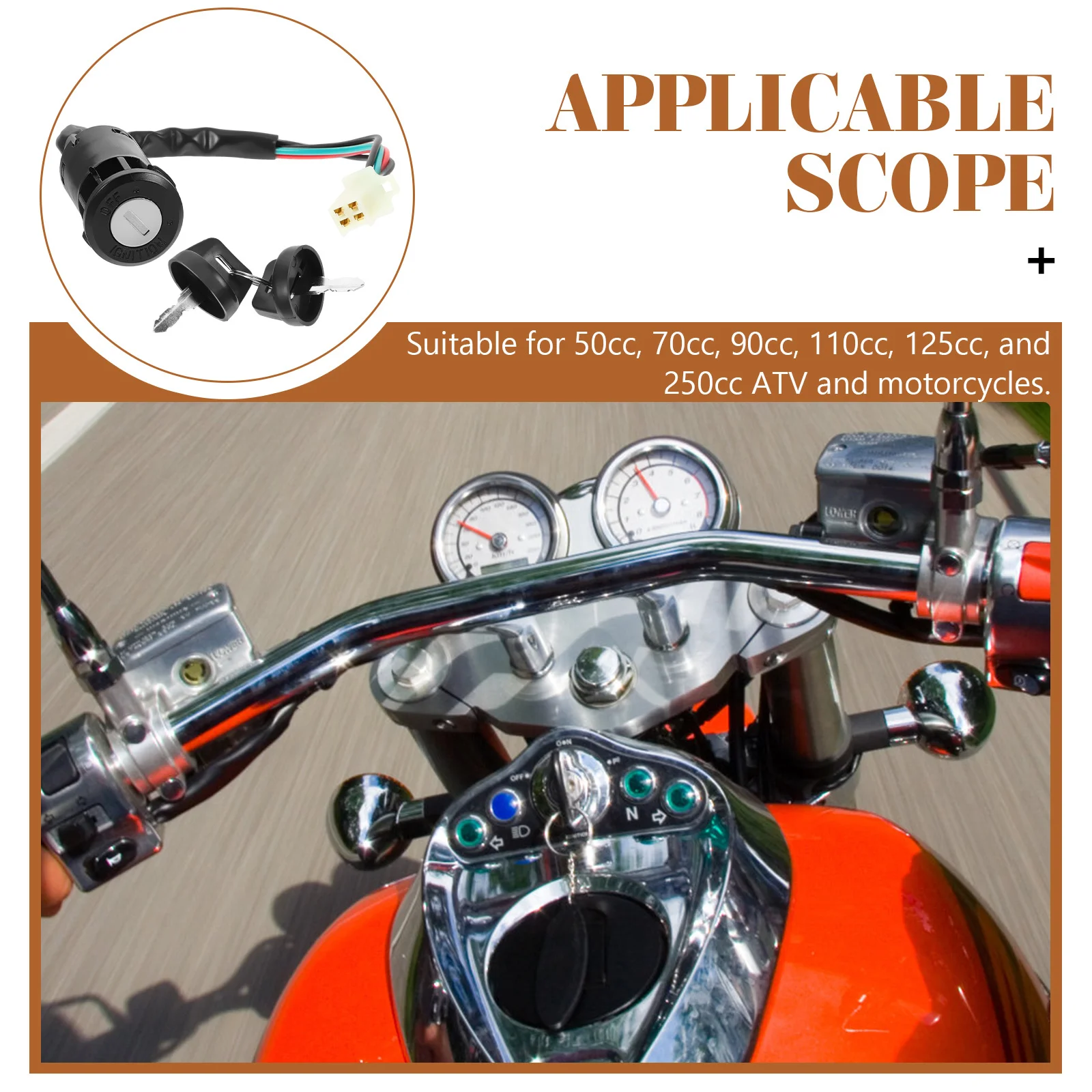 

Ignition Switch Key For 50Cc 70Cc 90Cc 110Cc 125Cc 250Cc Atv Motorcycle On Off Start Scooter Replacement Starter Motorbike Part