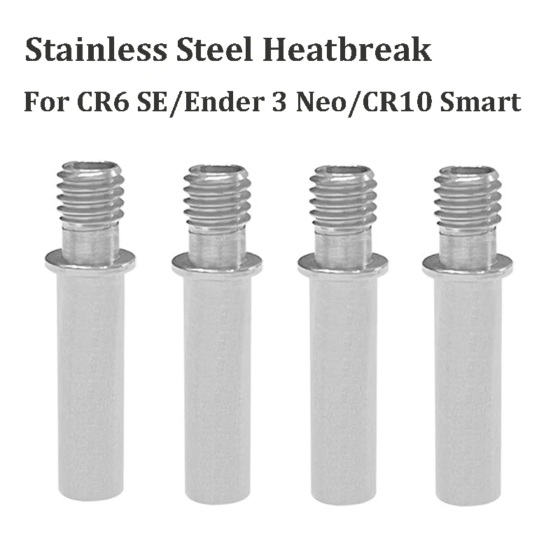 

4pcs 4.1mm Throat Stainless Steel CR-6 SE Heatbreak 3D Printer Parts Hotend All Metal Throats For CR6 SE Ender 3 Neo CR10 Smart