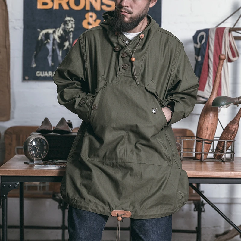 

Red Bronson 0th Mountain Division W Sle Parka Coat Heavyweight Satin Youth Faion Workwear Autumn Coat for Young Men