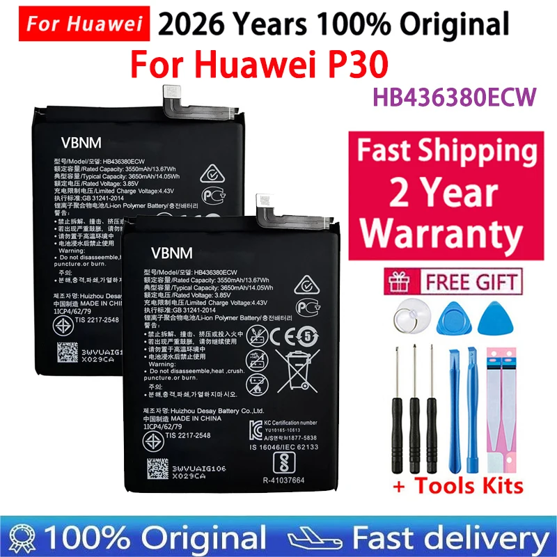 

Fast Shipping Orginal HB436380ECW 3650mAh Battery For HUAWEI P30 ELE-L09 ELE-L29 ELE-AL00 ELE-TL00 Mobile Phone Batteries
