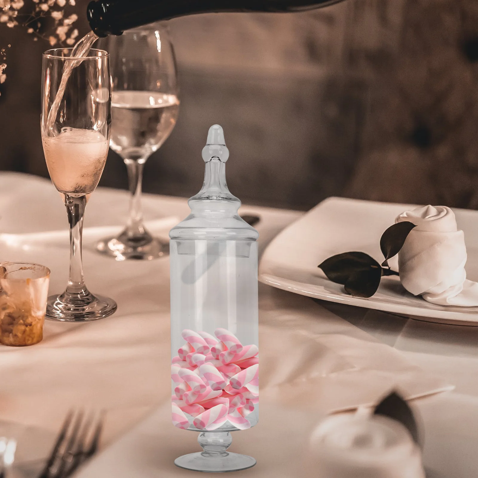 

1Pcs European Style Candy Jar Glass Container with Lid for Cookies Candies Seasoning Food Storage Modern Decorative Design