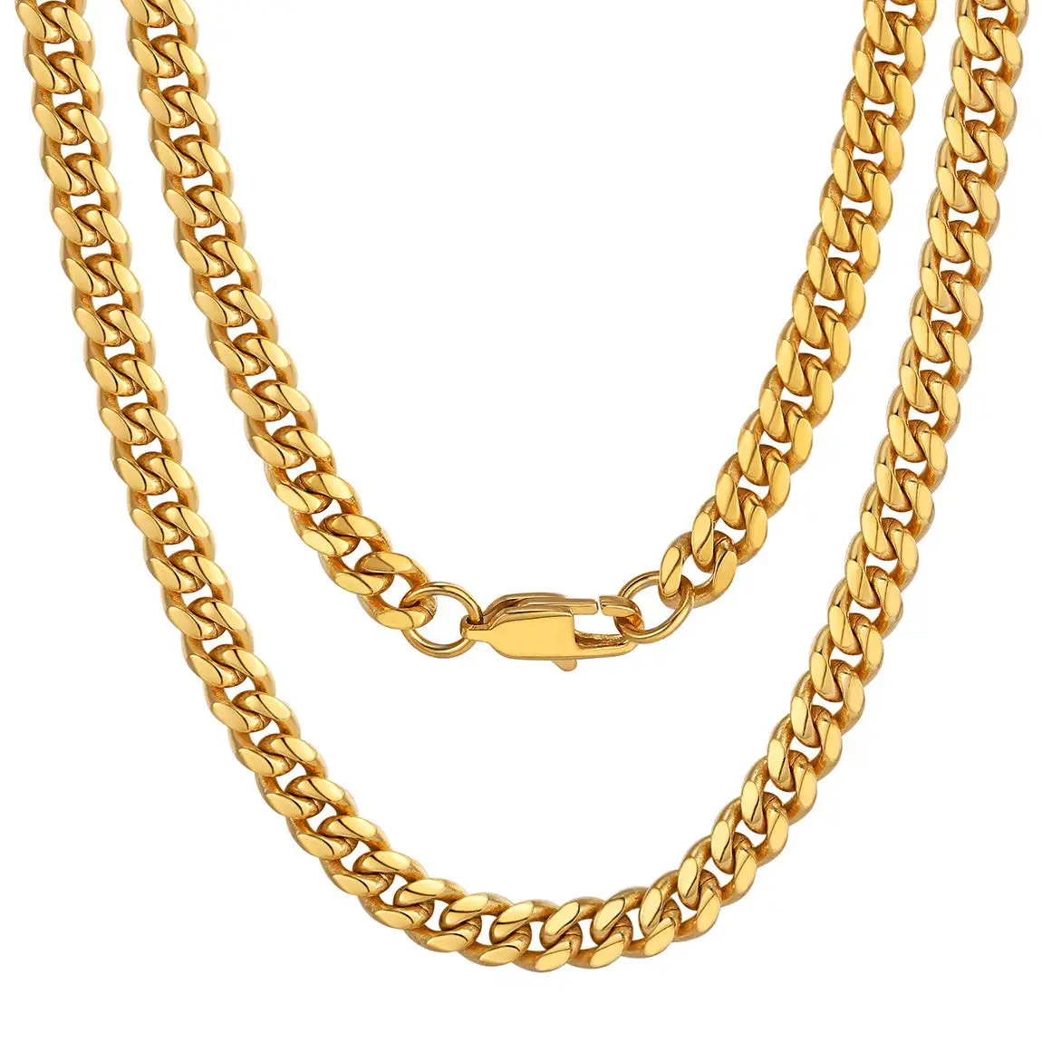 

6/8/10mm Hip Hop Cuban Link Chain Necklace Jewelry 18K Gold Plated Stainless Steel Chain For Men